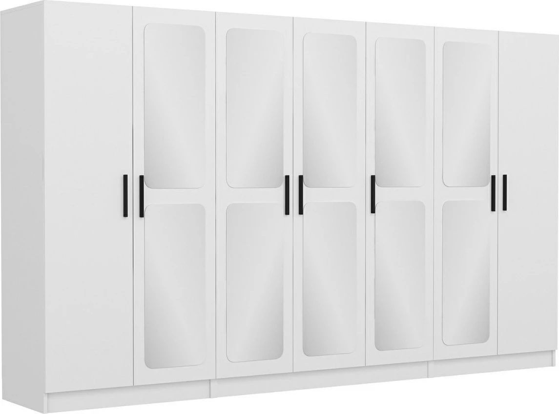 Dollap i bardhë me pasqyra, Skye Decor, 315x190x52 cm