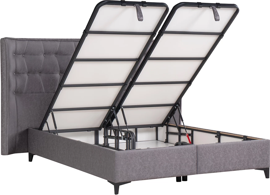 Krevat me hapësirë për depo, kadife gri, 160x200cm, 218x222x122cm