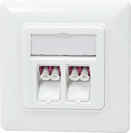 Faceplate fibra optike LogiLink, 2x LC-Duplex adapter, multimode, e bardhë