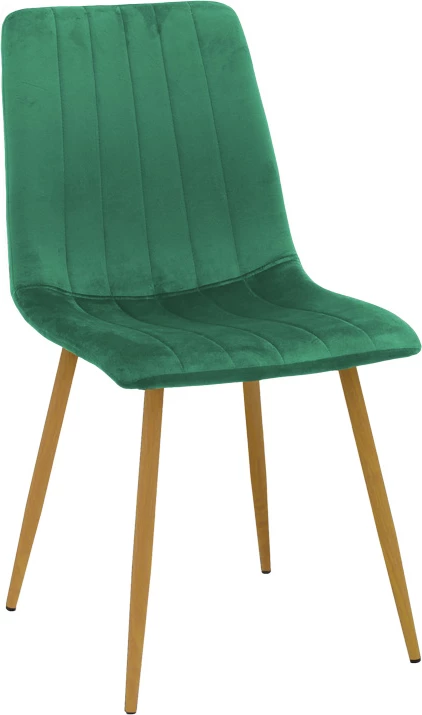 Karrige Noor kadife, ngjyrë e gjelbër, këmbë natyrale, 44x53x86cm, set prej 4 copash