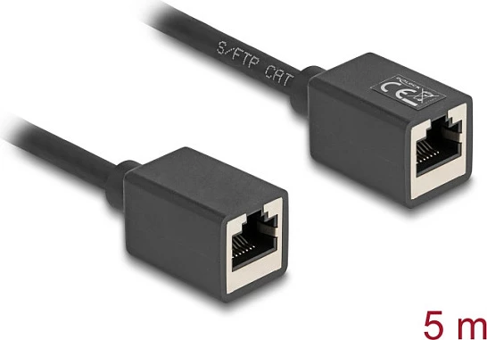 Kabllo rrjeti DeLOCK 90333, Cat6a S/FTP, 5 m, RJ-45 femër-femër, e zezë