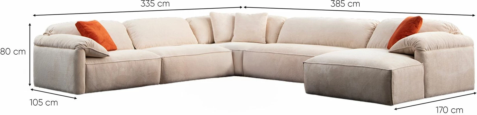 Këndare Flamingo, krem, Atelier del Sofa, set me 5 pjesë
