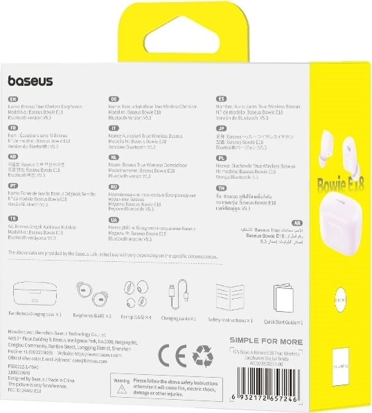 Kufje Baseus Bowie E18, True Wireless Stereo, USB Type-C, Vjollcë