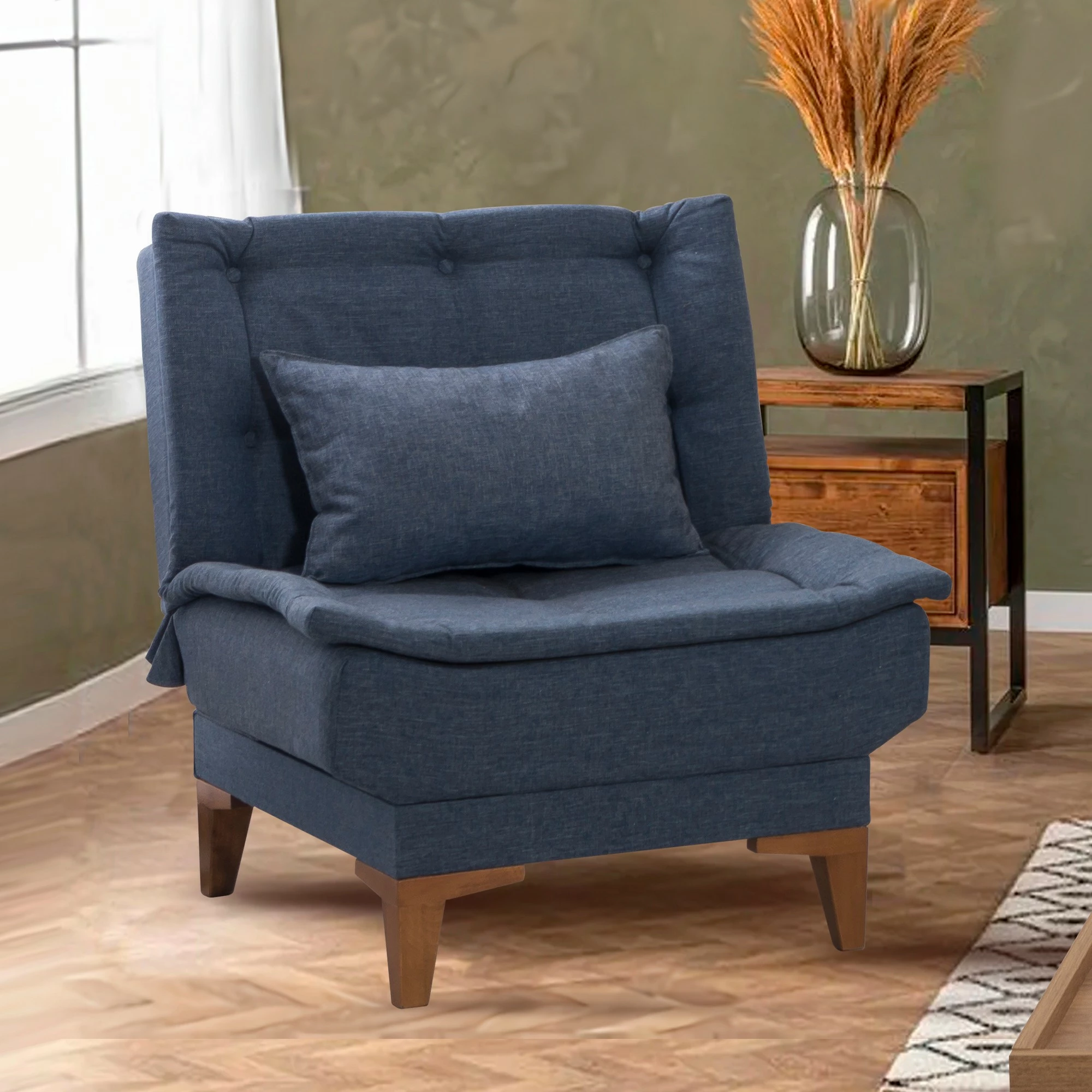 Karrige Wing Atelier del Sofa, ngjyrë kaltër e errët, Santo