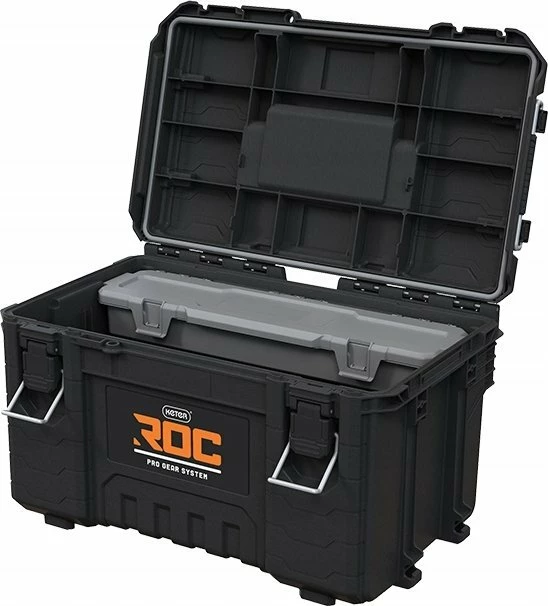 Set kuti veglash me rrota Keter ROC Pro Gear 2.0 111L, 64.8x47.8x87.2cm, waterproof, modular, e zezë, set 3 copë