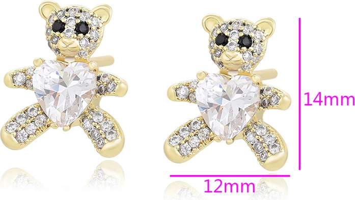 Vathë Xuping të praruar në ar 14 karatësh VA2B, në formë ariu, artë/bardhë