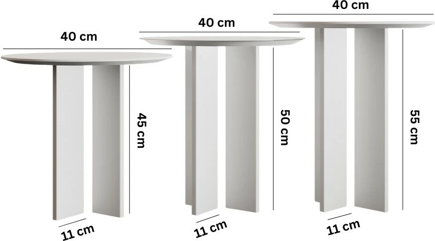 Set tavolinash kafeje Skye Decor, Leo (55 + 50 + 45) - e bardhë