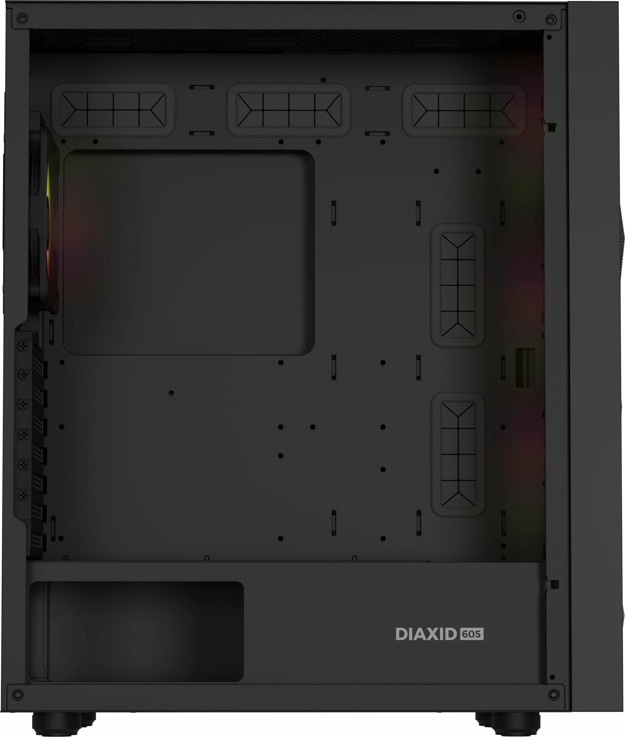 Kasë GENESIS Diaxid 605 ARGB NPC-2172 Midi Tower, ATX/mATX/Mini-ITX, USB-C, pa PSU, e zezë