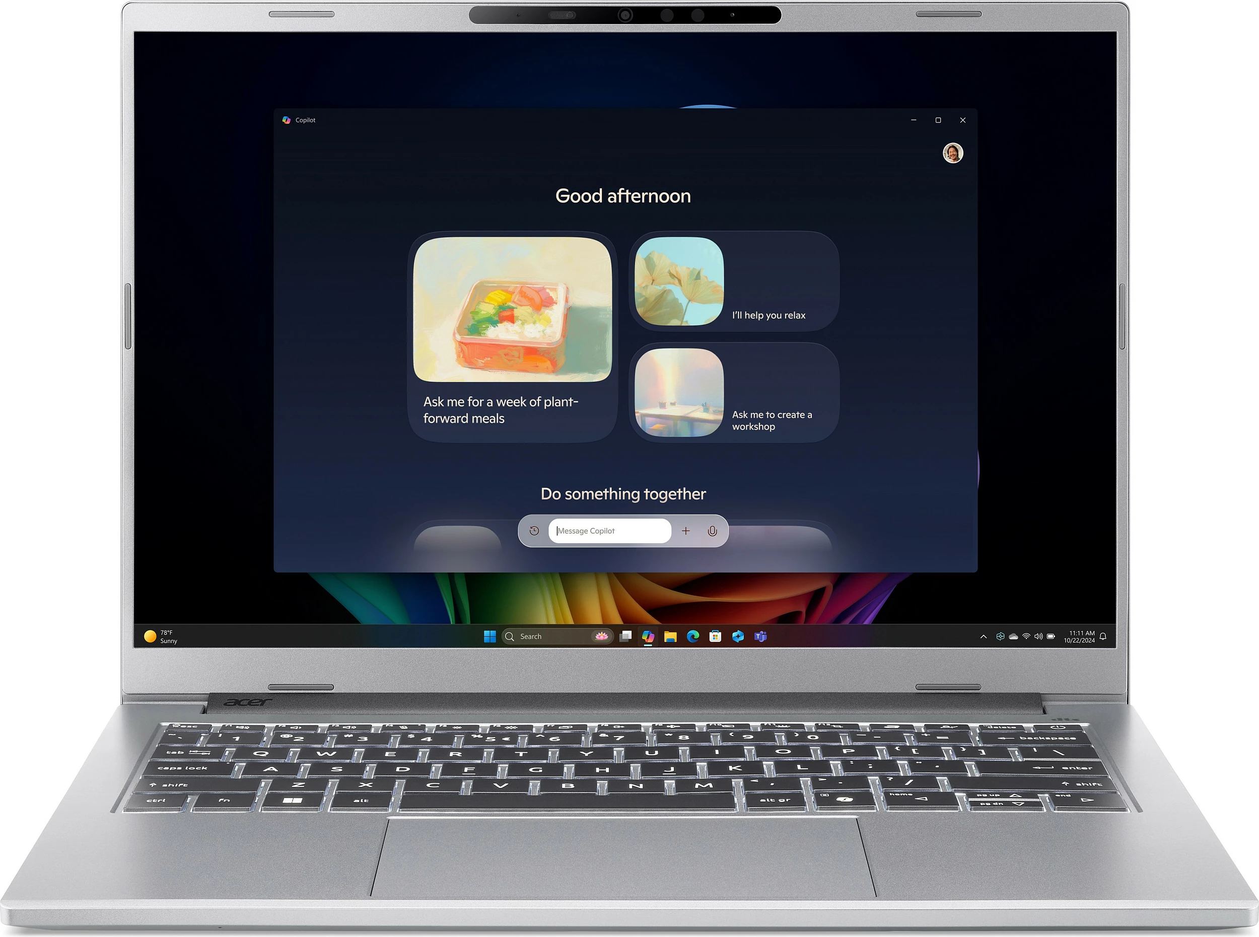Laptop Acer Aspire 14 AI A14-61M-R6YA, 14" WUXGA, AMD Ryzen AI 5, 16GB RAM Memorje, 1TB, argjendtë