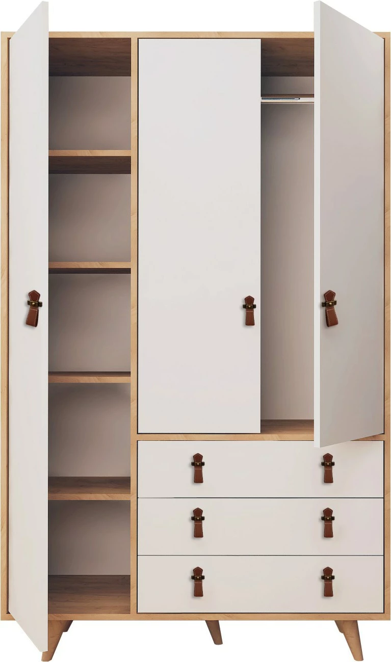 Dollap Hanah Home, Franky, ngjyrë lis dhe e bardhë, 120x187x52cm