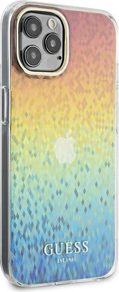 Mbështjellës Guess IML Faceted Mirror Disco Iridescent për iPhone 12/12 Pro, shumëngjyrësh