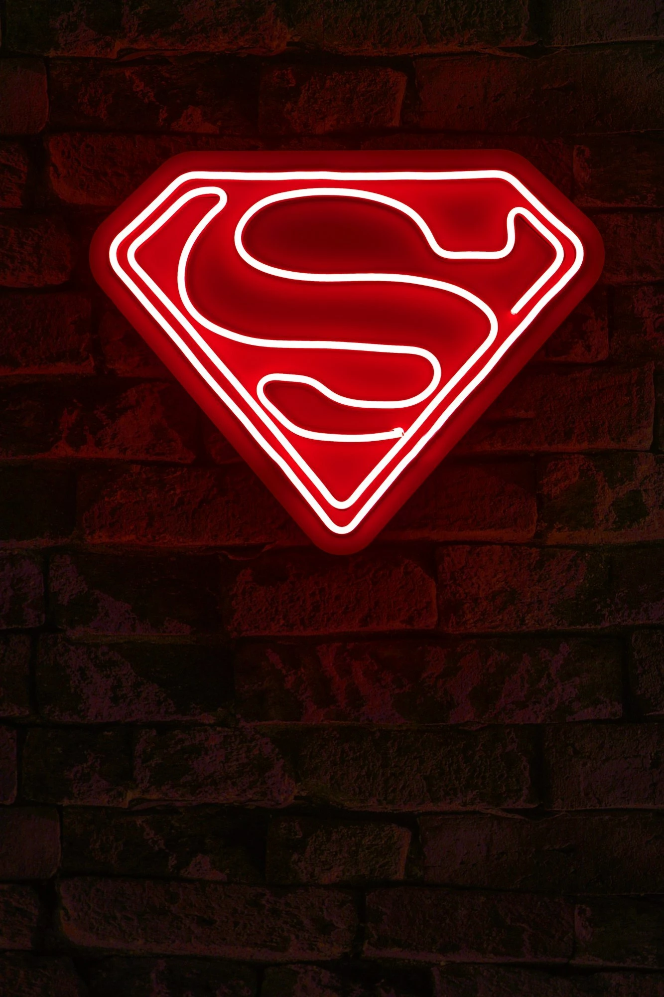 Dritë dekorative murale LED, plastikë, logo Superman, e kuqe