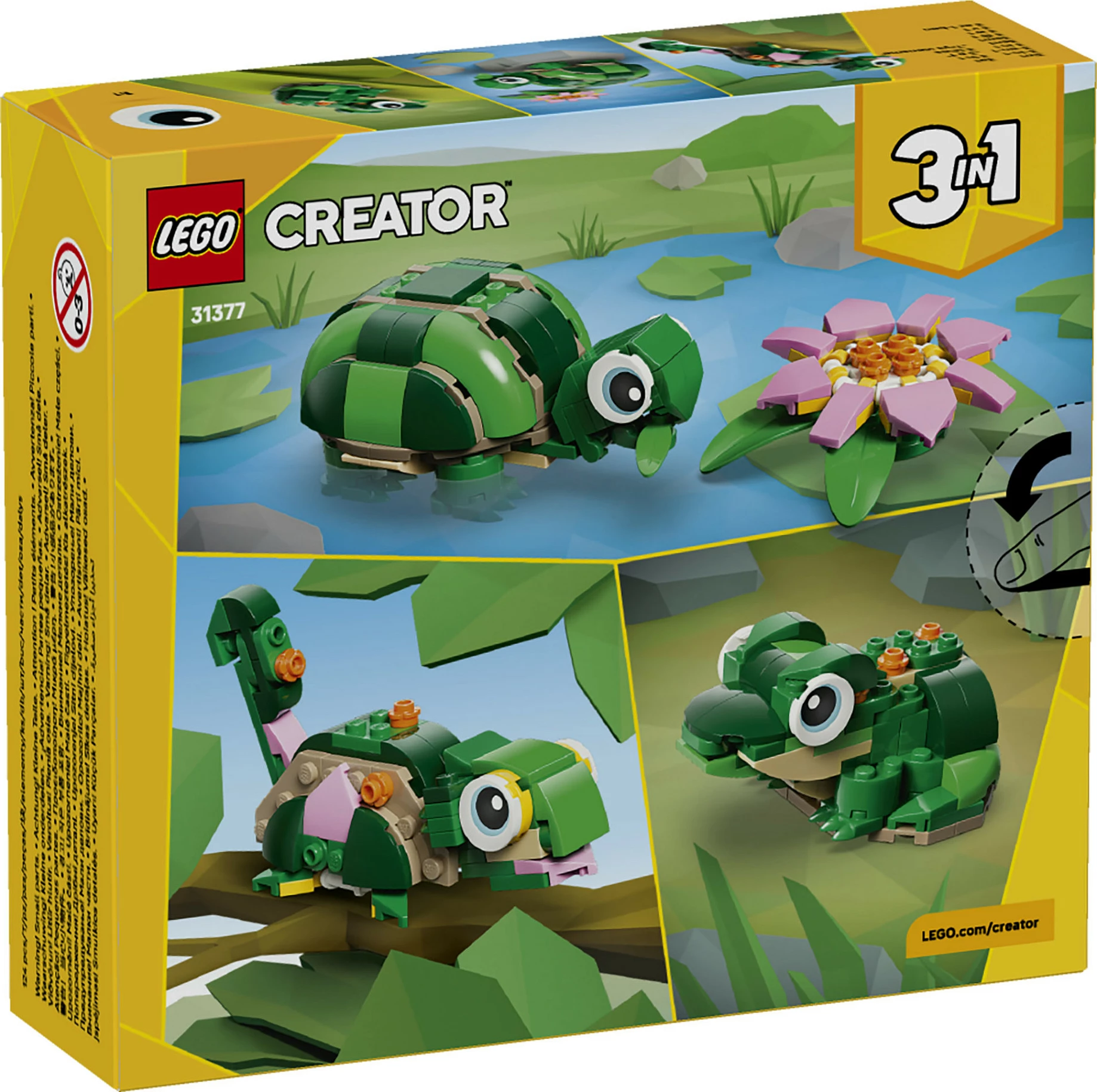 Set ndërtimi LEGO Creator 3-në-1 31377 Breshkë me zambak uji, 124 pjesë, shumëngjyrësh