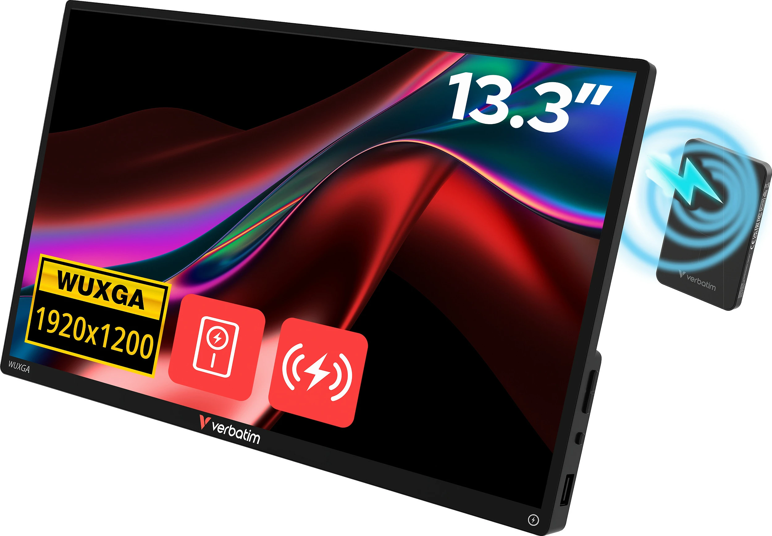 Monitor portativ Verbatim 13.3" WUXGA 1920x1200, IPS, touchscreen, HDR, USB-C/HDMI, i zi