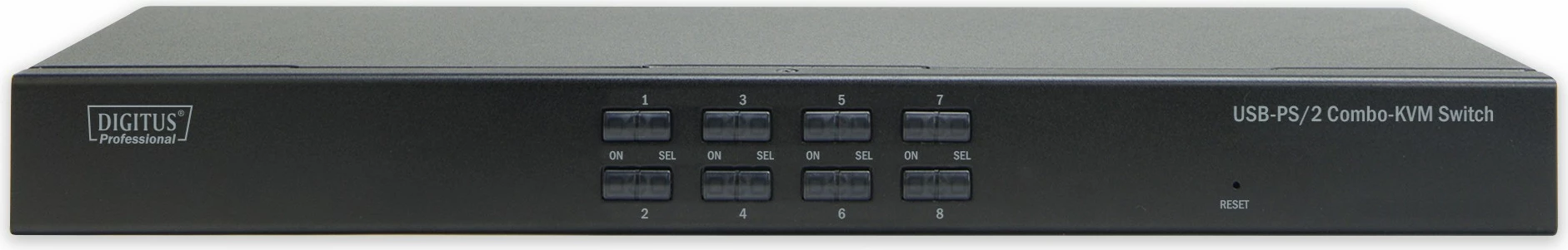 Switch KVM Digitus 8 porta, 1 përdorues, slot për modul IP, zi