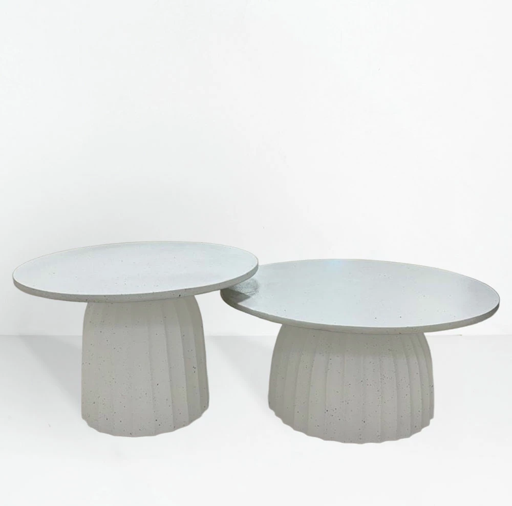 Set tavolinash kafeje TOLEDO, e bardhë me dizajn, 60x60x38cm