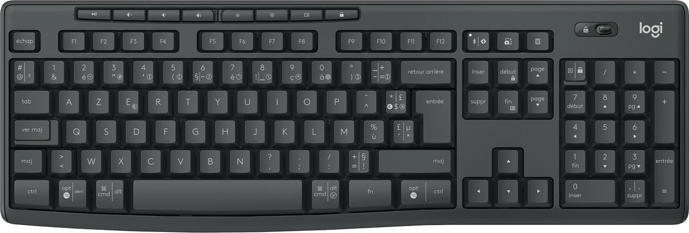 Komplet tastierë dhe maus Logitech MK370, Wireless, RF Wireless + Bluetooth, AZERTY, Grafit