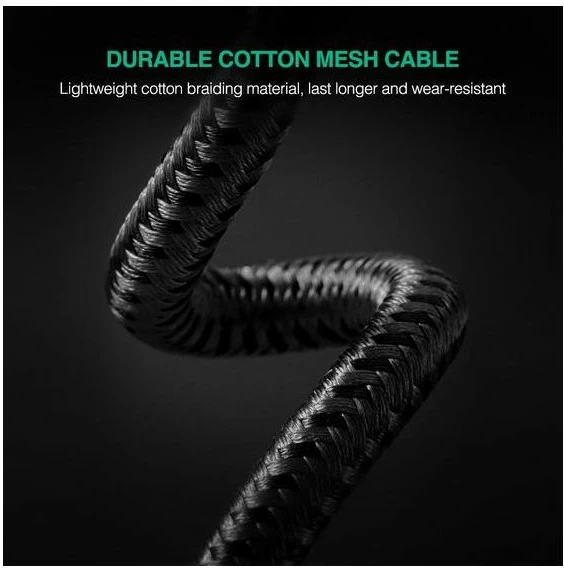 Kabllo audio AUX UGREEN 50361 3.5mm 1m, e zezë, Polybag