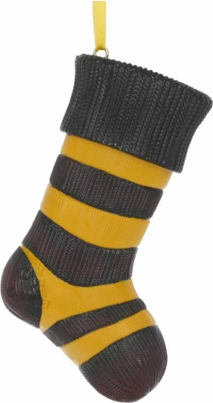 Ornament varës NEMESIS NOW Harry Potter Hufflepuff Stocking, prej rrëshire, i pikturuar me dorë, i licencuar zyrtarisht, verdhë/zi