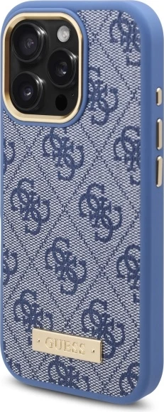 Mbështjellës Guess 4G Logo Plate MagSafe për iPhone 16 Pro, Kaltër