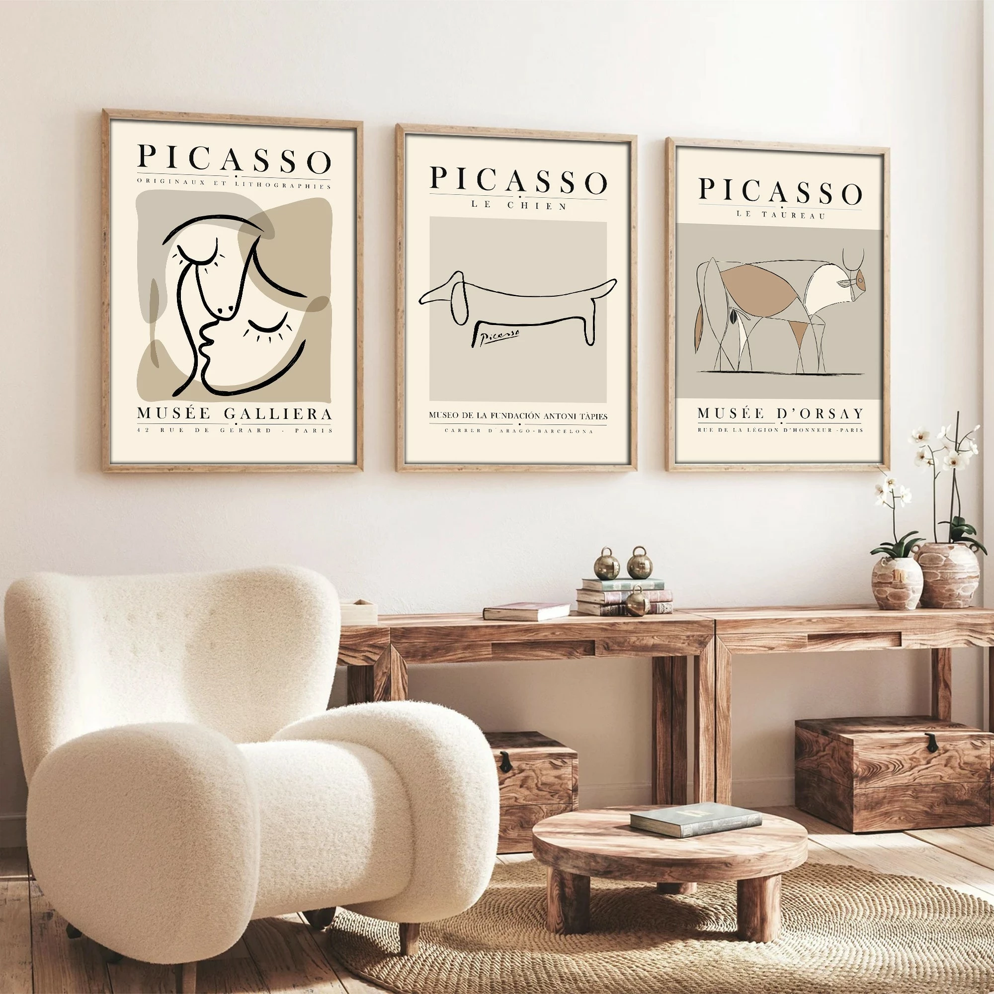Pikturë dekorative me kornizë MDF (3 copë), Wallity, Huhu253, 50x70cm