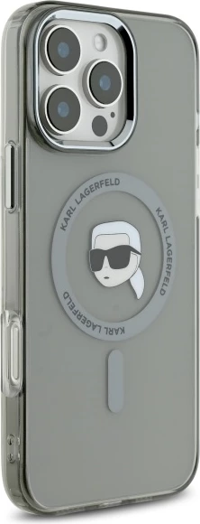 Mbështjellës Karl Lagerfeld IML Metal Karl Head MagSafe për iPhone 16 Pro Max, Zi