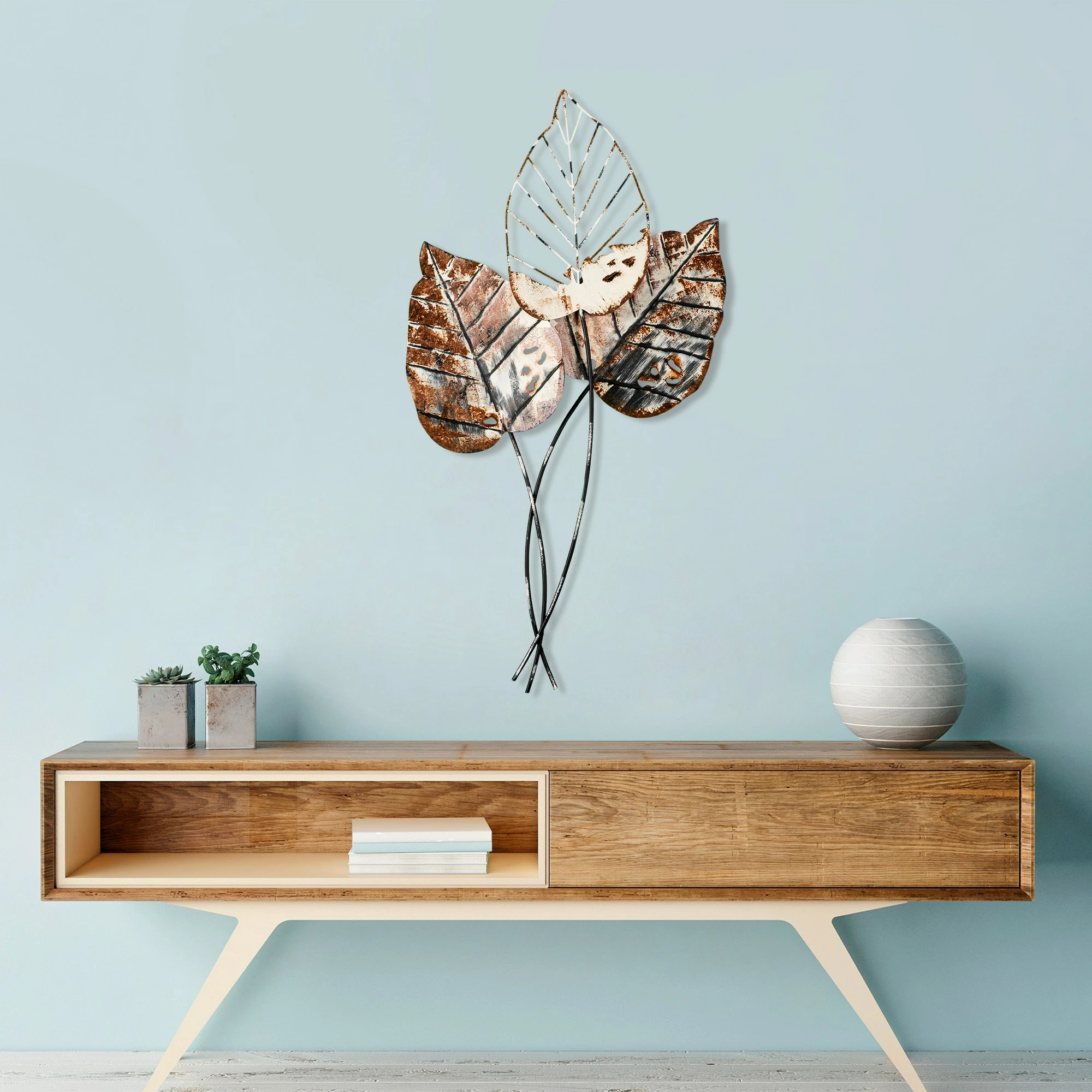 Aksesor dekorativ muri prej metali, Wallity, Fall 1, kafe dhe e zezë, 45x85cm
