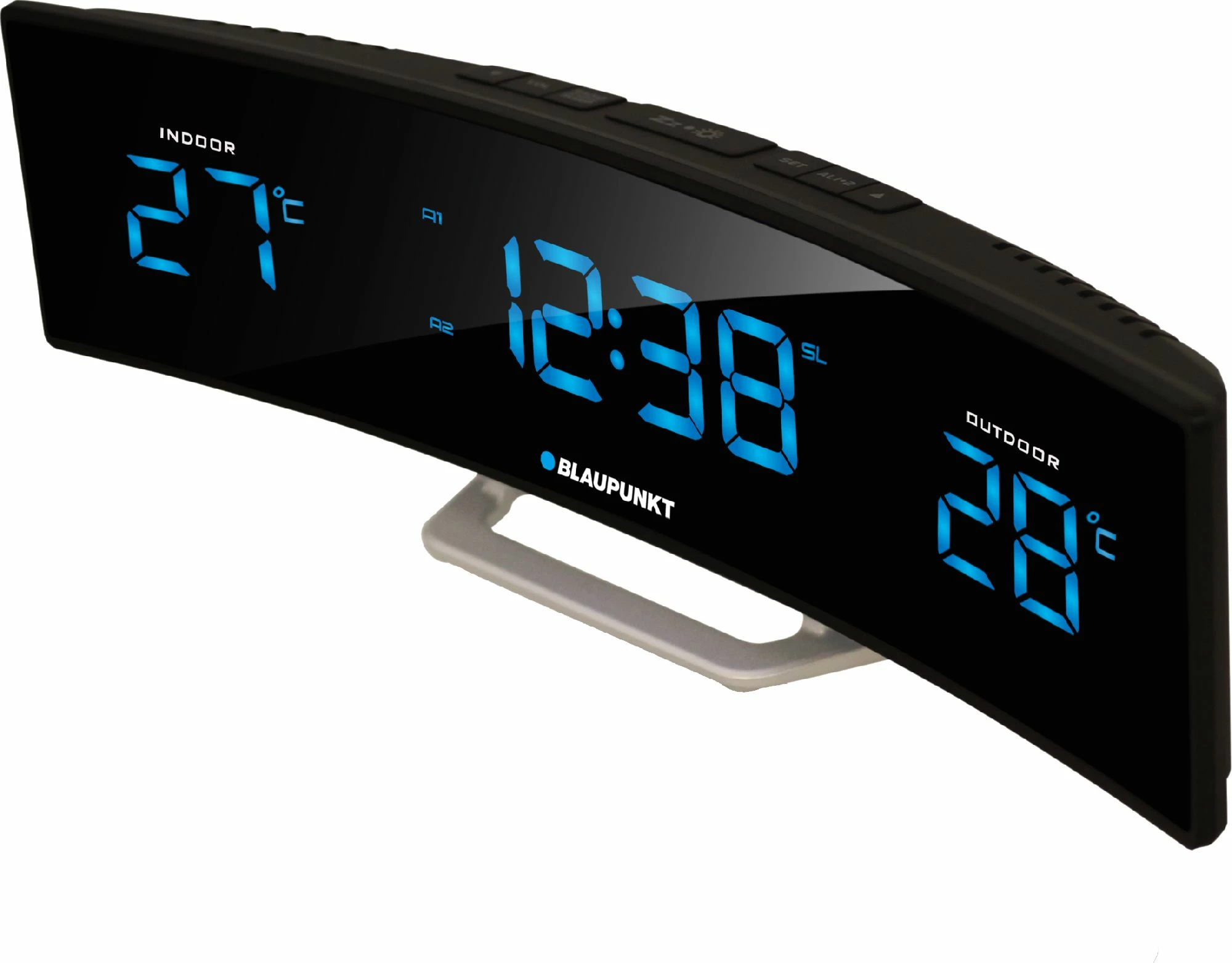 Orë alarm me radio Blaupunkt CR12BK, FM PLL, 2 alarme, 10 memorje stacionesh, termometër brenda/jashtë, Zezë