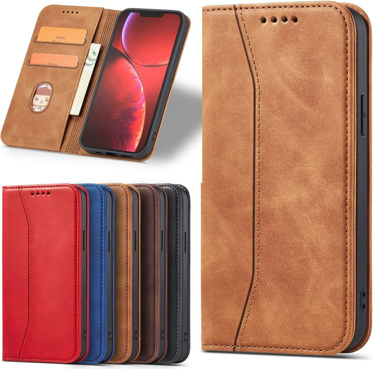 Mbështjellës Hurtel Magnet Fancy Case për iPhone 13 Pro Max, me portofol, kafe