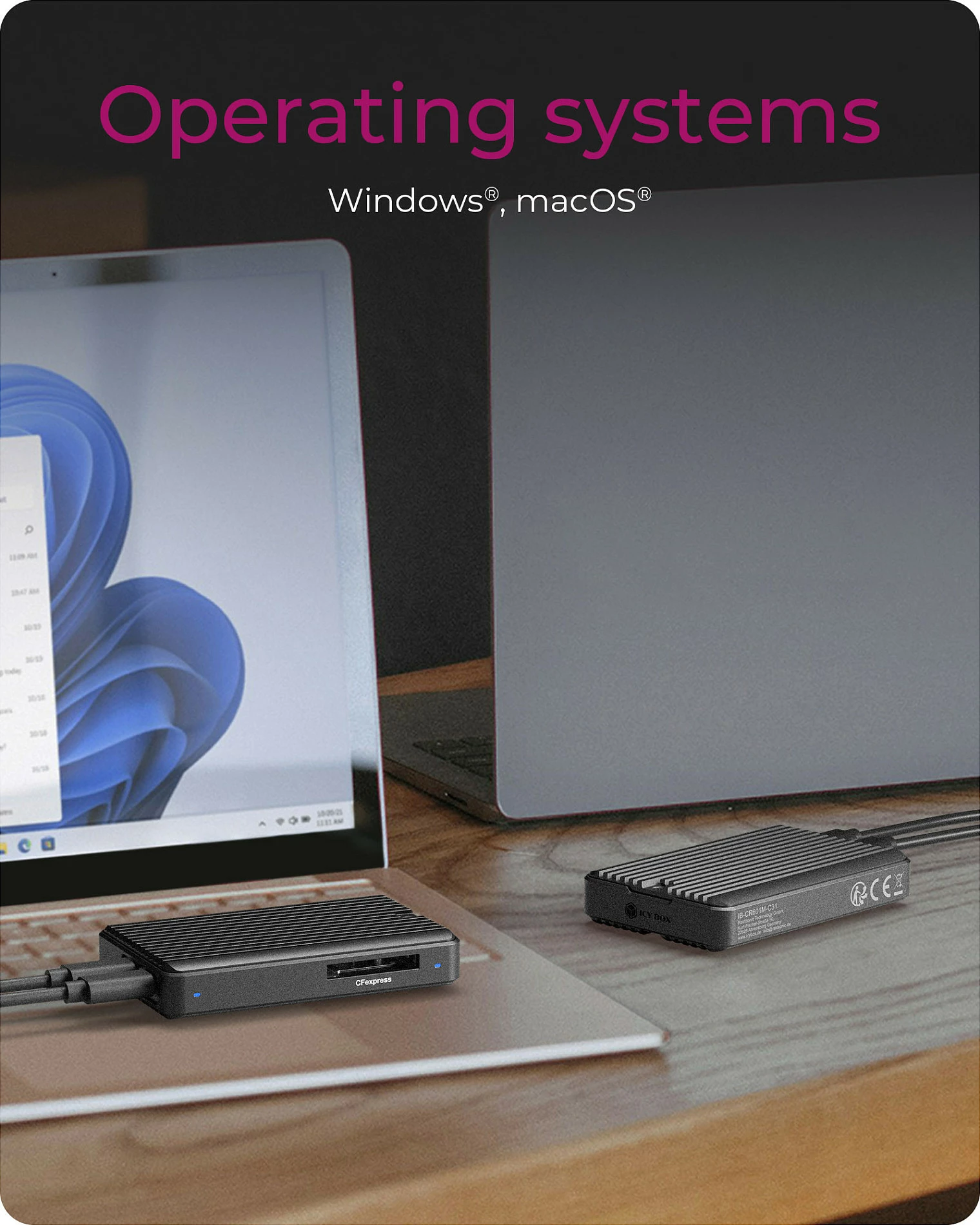 Kasë eksternë SSD ICY BOX IB-CR601M-C31 për M.2, USB-C 10Gbps, me lexues CFexpress, e zezë
