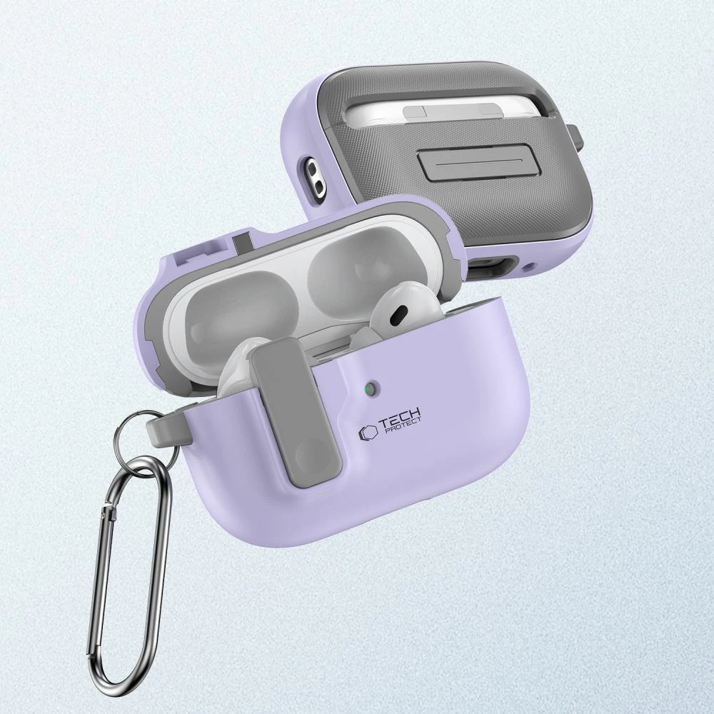 Mbështjellës Tech-Protect Slim Hook për AirPods Pro/Pro 2, me karabiner, Violet