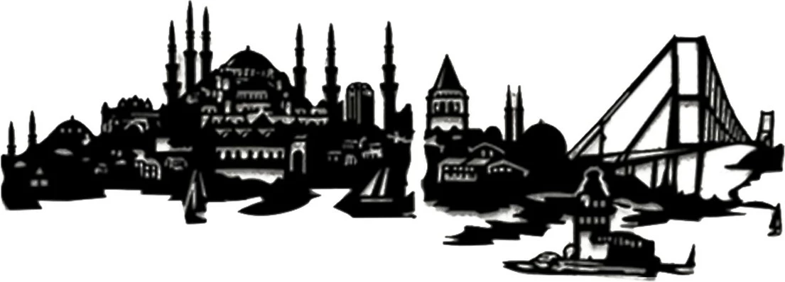 Aksesor dekorativ metalik për mur, Wallity, Şehr-i Istanbul XL, ngjyrë e zezë, 150x45cm