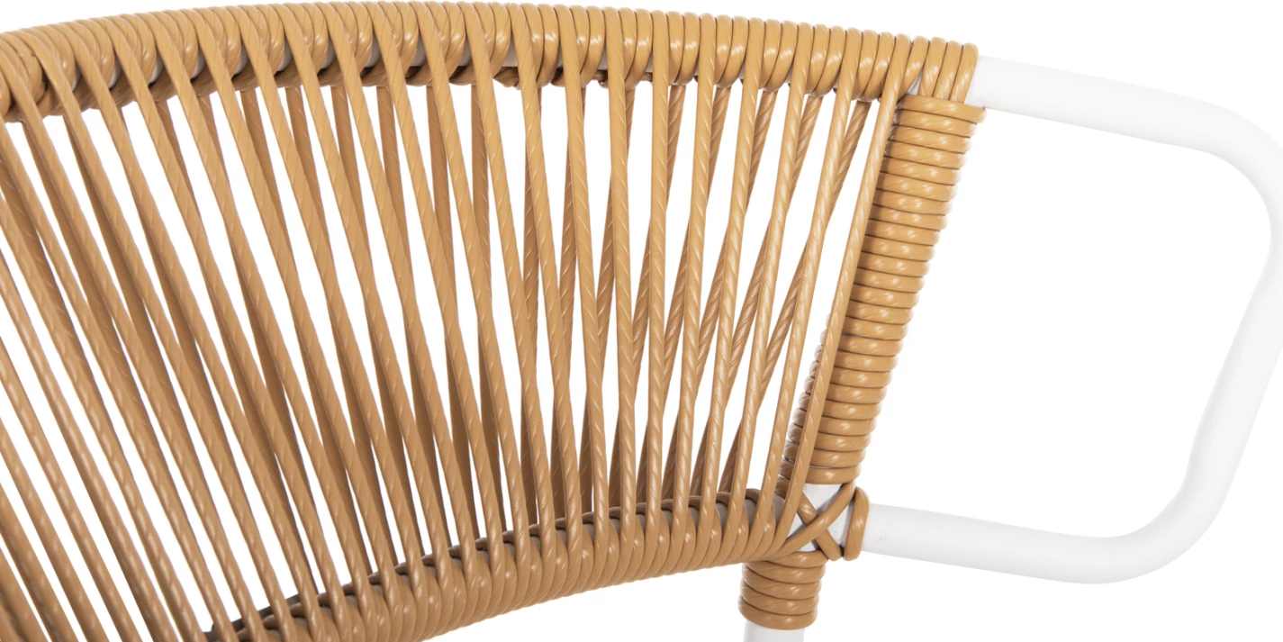 Karrige SUKI FH6053.01 metalike, ngjyrë e bardhë dhe ratan sintetik, ngjyrë natyrale, 54x62x80H cm