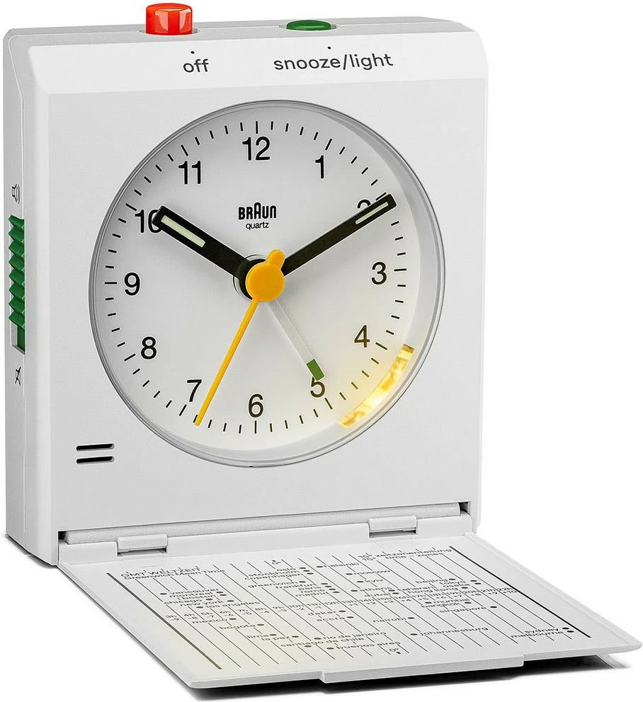 Orë alarmi Braun BC 05 W, quartz, dritë, snooze, e bardhë
