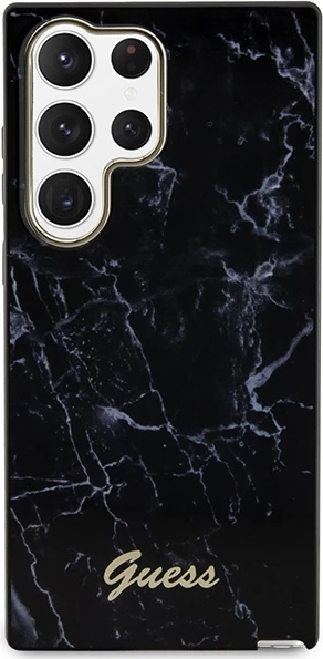 Mbështjellës Guess GUHCS23LPCUMAK për Samsung Galaxy S23 Ultra, hardcase, Marble, i zi