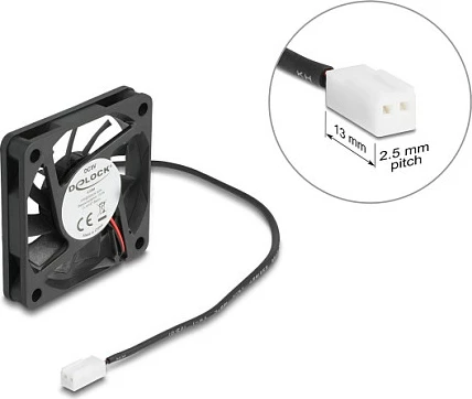 Ventilator ftohës DeLOCK 60x60x10mm, 5V DC, 2-pin, 4000RPM, i zi