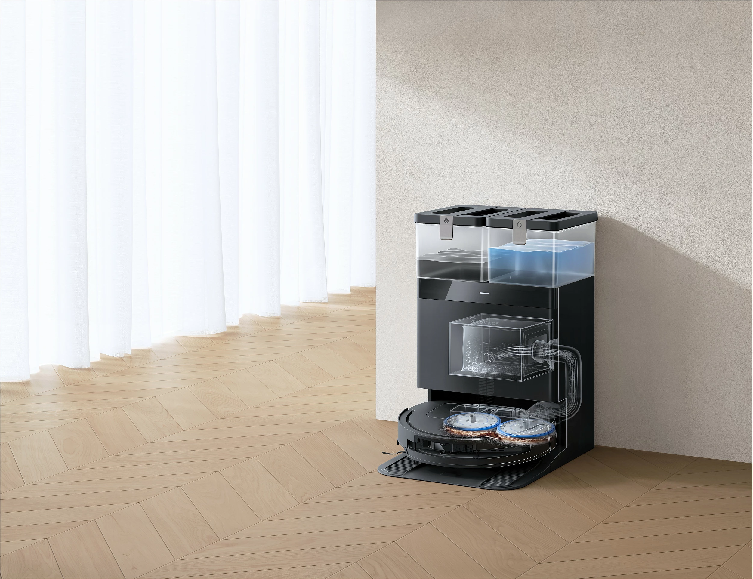 Fshesë robotike ECOVACS DEEBOT T50 OMNI (Gen3), 25000Pa, mop, Wi‑Fi, e zezë