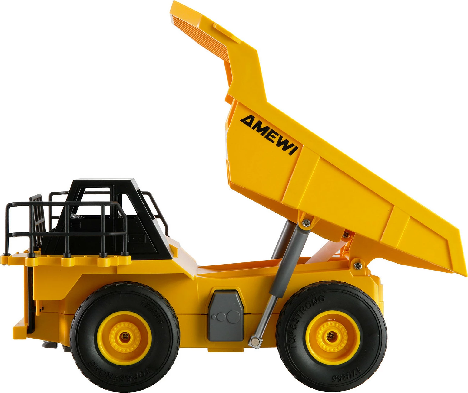 Eskavator RC AMEWI 22710, shkallë 1:24, 2.4GHz, 9 kanale, Li-Ion 500mAh, i verdhë/zi