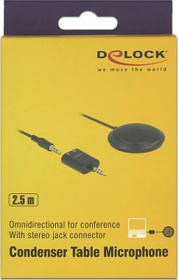 Mikrofon tavoline DeLOCK 65873, 3.5mm, omnidireksional, kabllo 2.5m, i zi