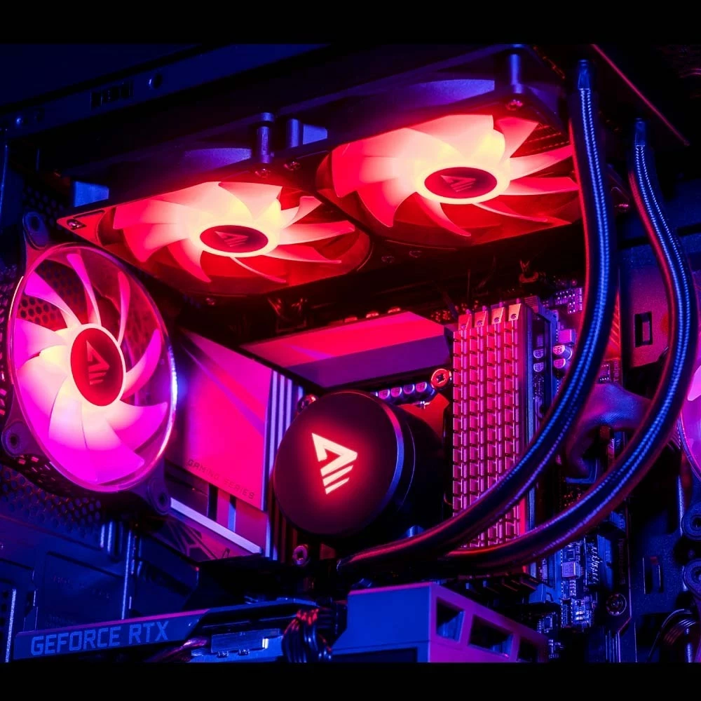 Komplet ftohës me ujë për kasë, Savio VELOX 240MM, 2x12 cm, RGB, i zi