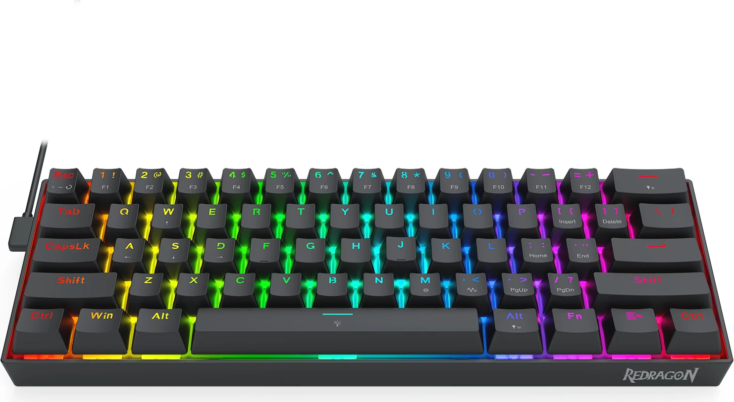Tastierë me kabllo gaming Redragon Fizz K617RGB-M, 60% 61 taste, Hall Effect magnetike, 8000Hz, RGB, e zezë