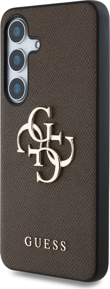 Mbështjellës Guess Grained Big 4G Logo Small Classic Logo për Samsung Galaxy S25 Plus, Kafe