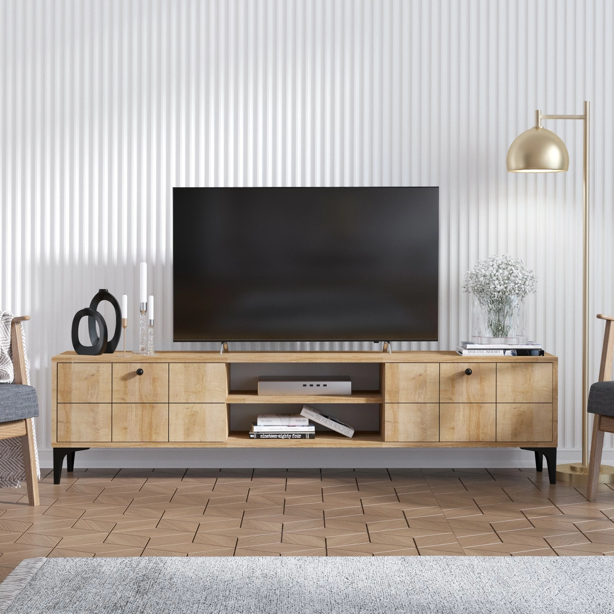 Komodë TV Hanah Home, Hera, ngjyrë lisi
