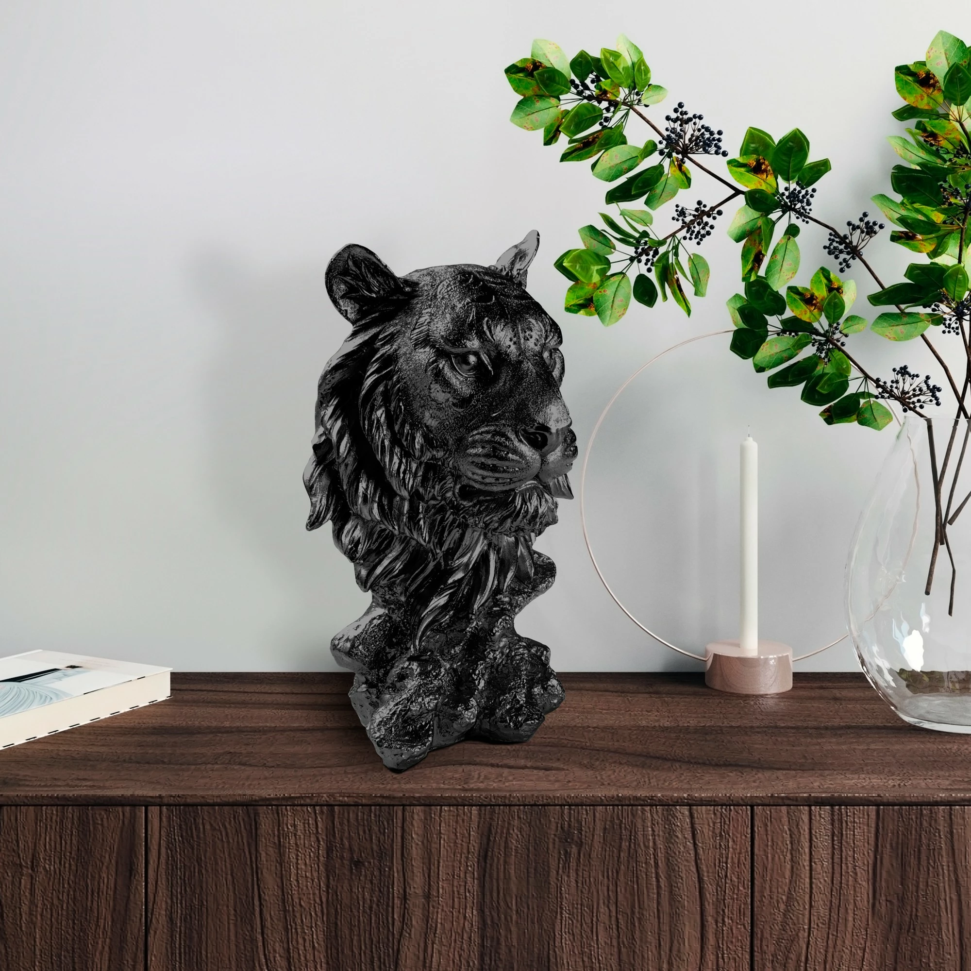 Objekt dekorativ Aberto Design, tigër, i zi, Tiger-4