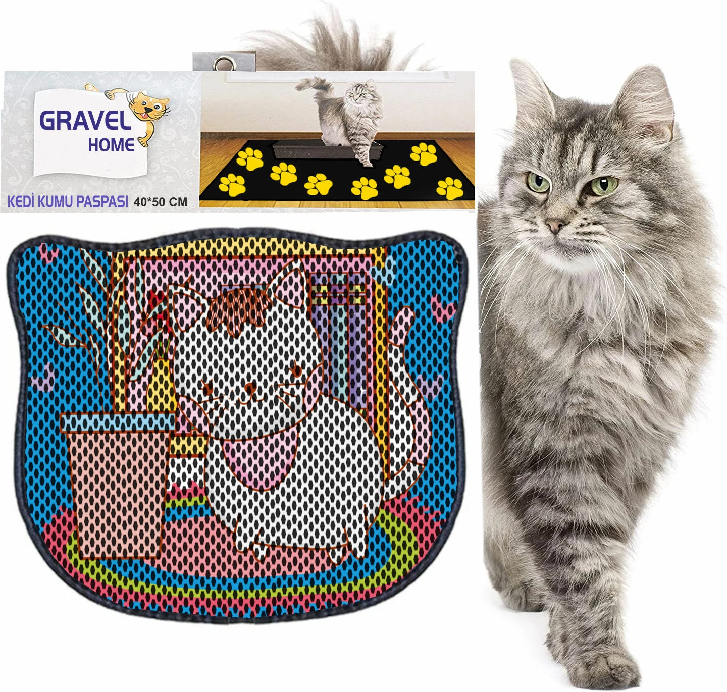 Tapet për rërë mace, shumëngjyrësh, Paws & Whiskers, Kdkafa0053, 40x50cm