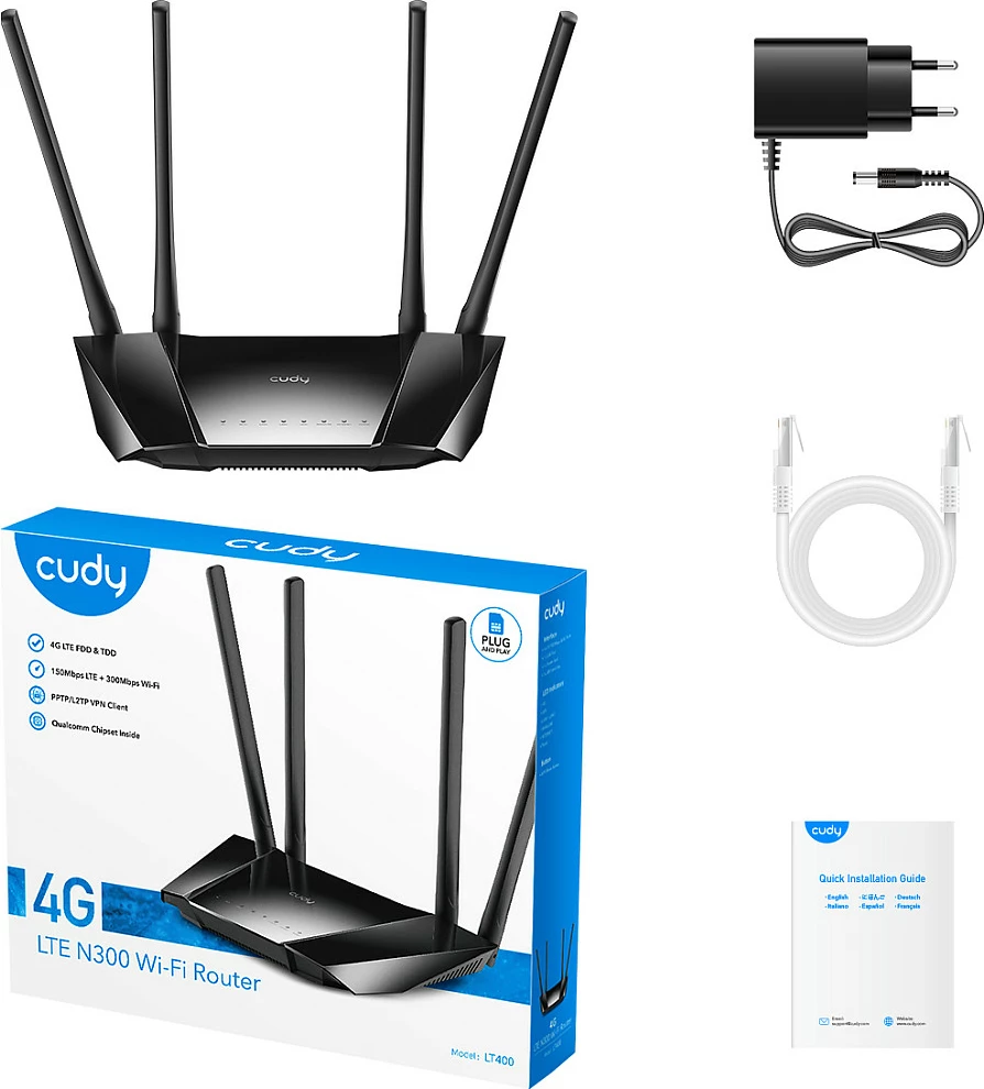 Router Cudy LT400, Wi-Fi 4, Single-band, 4G, i zi