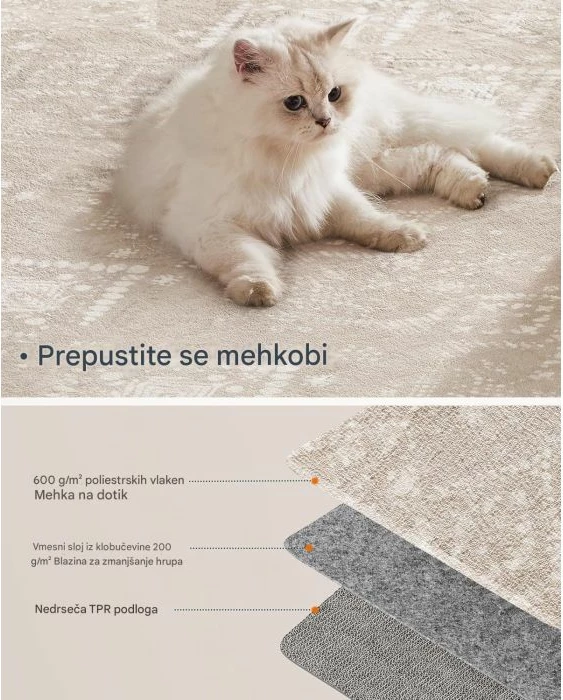 Tepih SONGMICS HOME TAR027K01 jo-rrëshqitës 120 x 170 cm, cappuccino