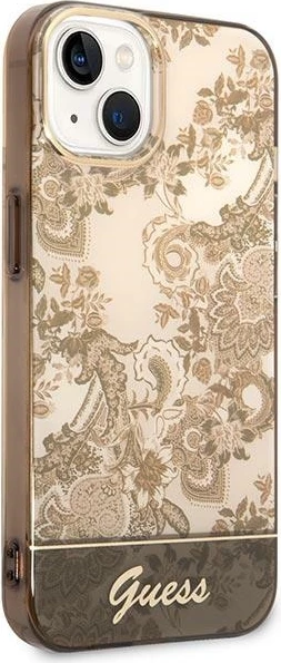 Mbështjellës Guess GUHCP14MHGPLHC për iPhone 14 Plus 6.7", Porcelain Collection, bezhë