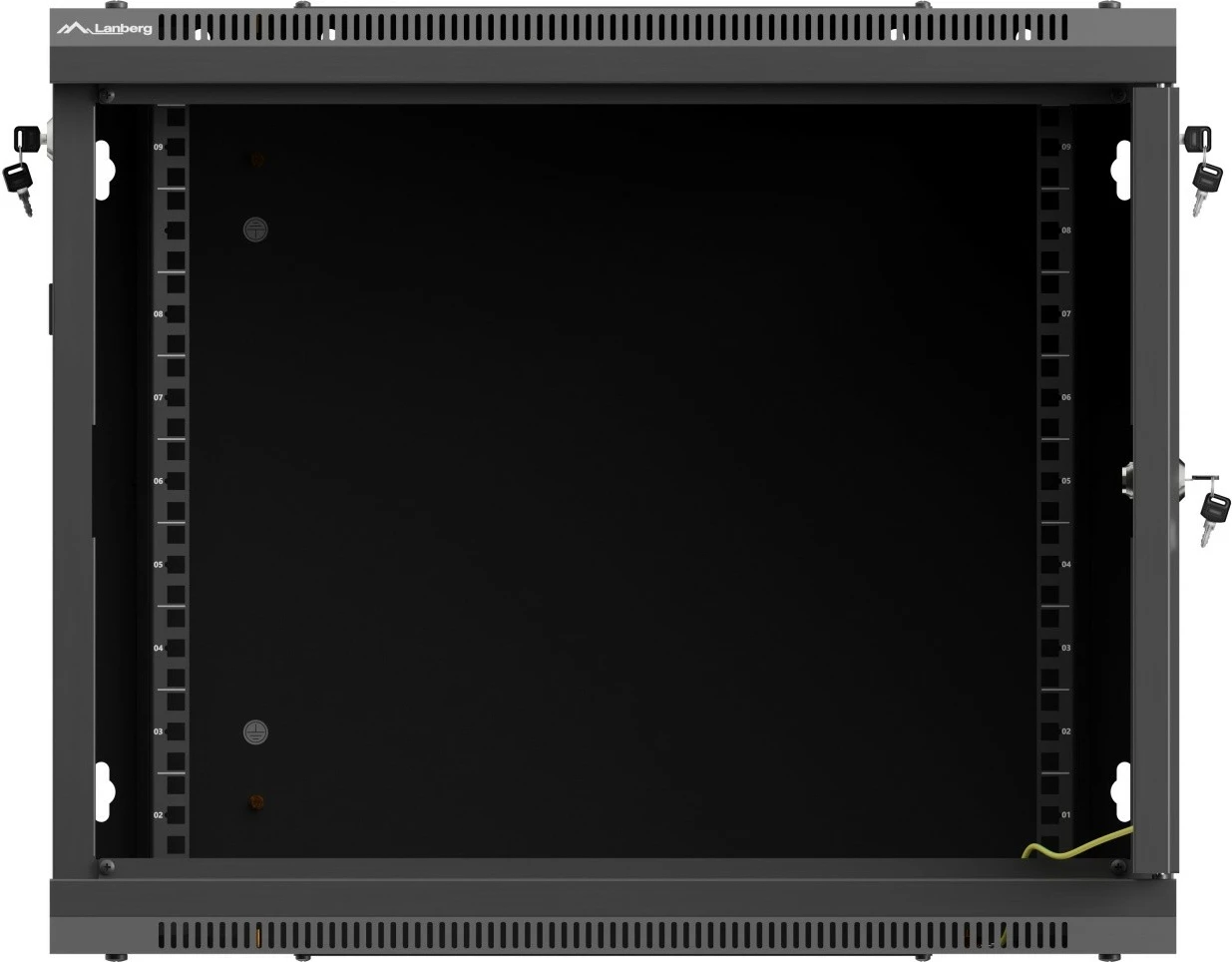 Kabinet rack muror, Lanberg, WF01-6609-23B, 19" 9U 600x600, derë e perforuar, kapacitet 60 kg, IP20, Flat Pack, e zezë