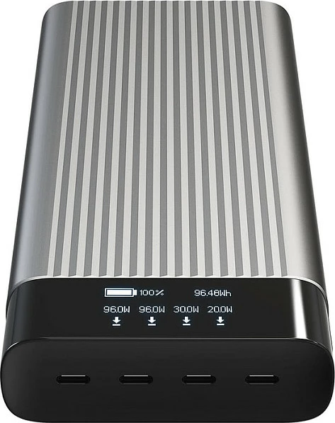 Power bank Targus, OLED display, 4 porta USB-C, 100W, argjendtë